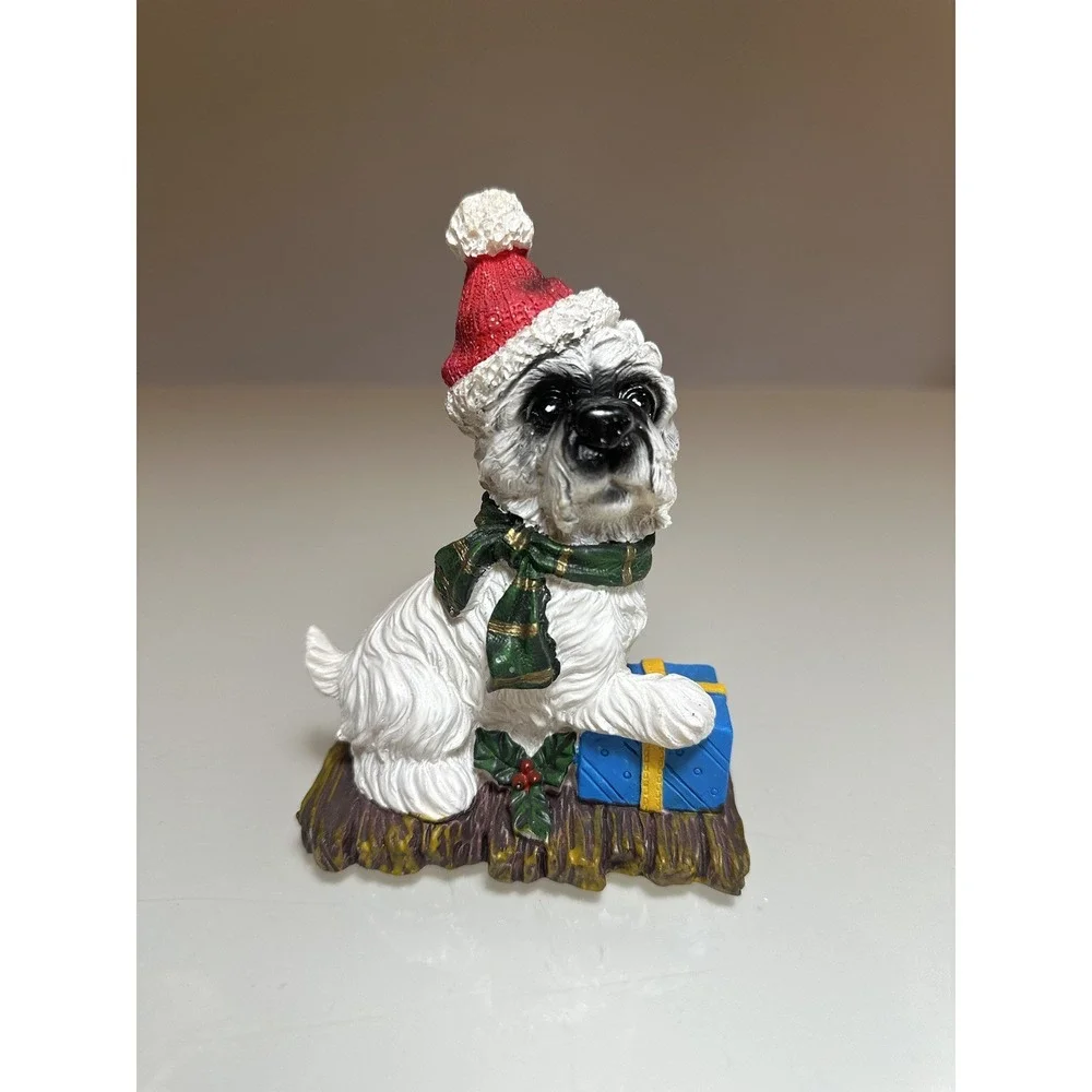 VTG Set Of 3 Christmas Dog Santa Hat Figurines Holiday Decor 5